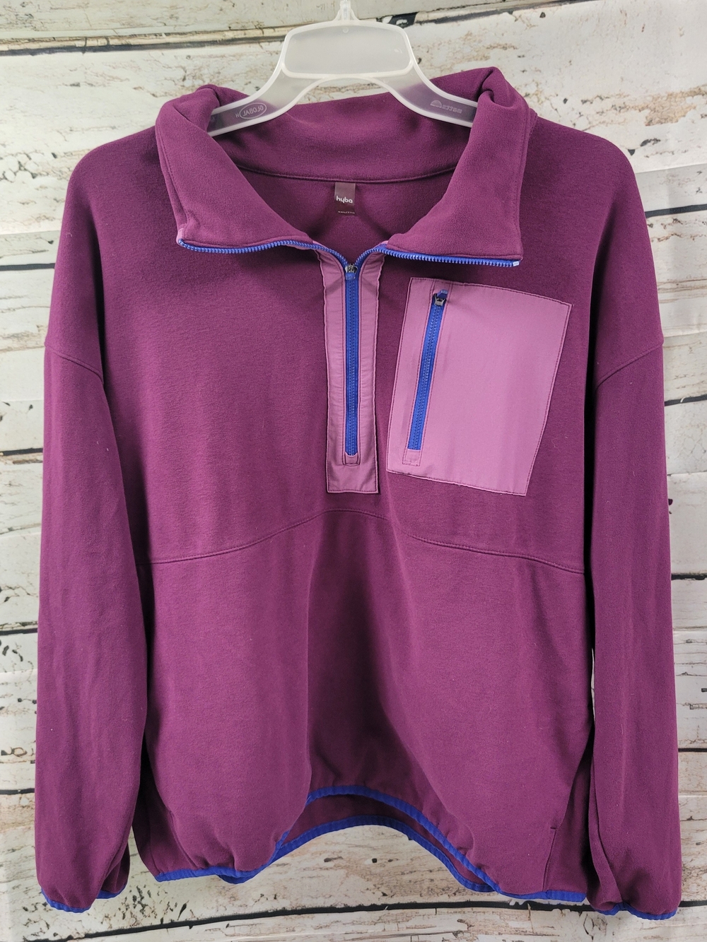 Hyba Purple Half Zip Pullover XXL Activewear Sweatshirt Kangaroo Pocket